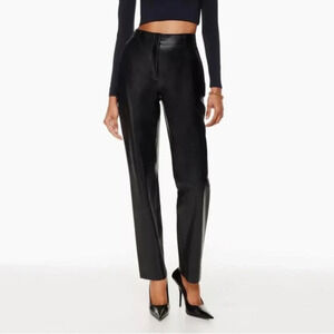 Aritzia Babaton Command High Waisted Vegan Leather Pants Black Size 8